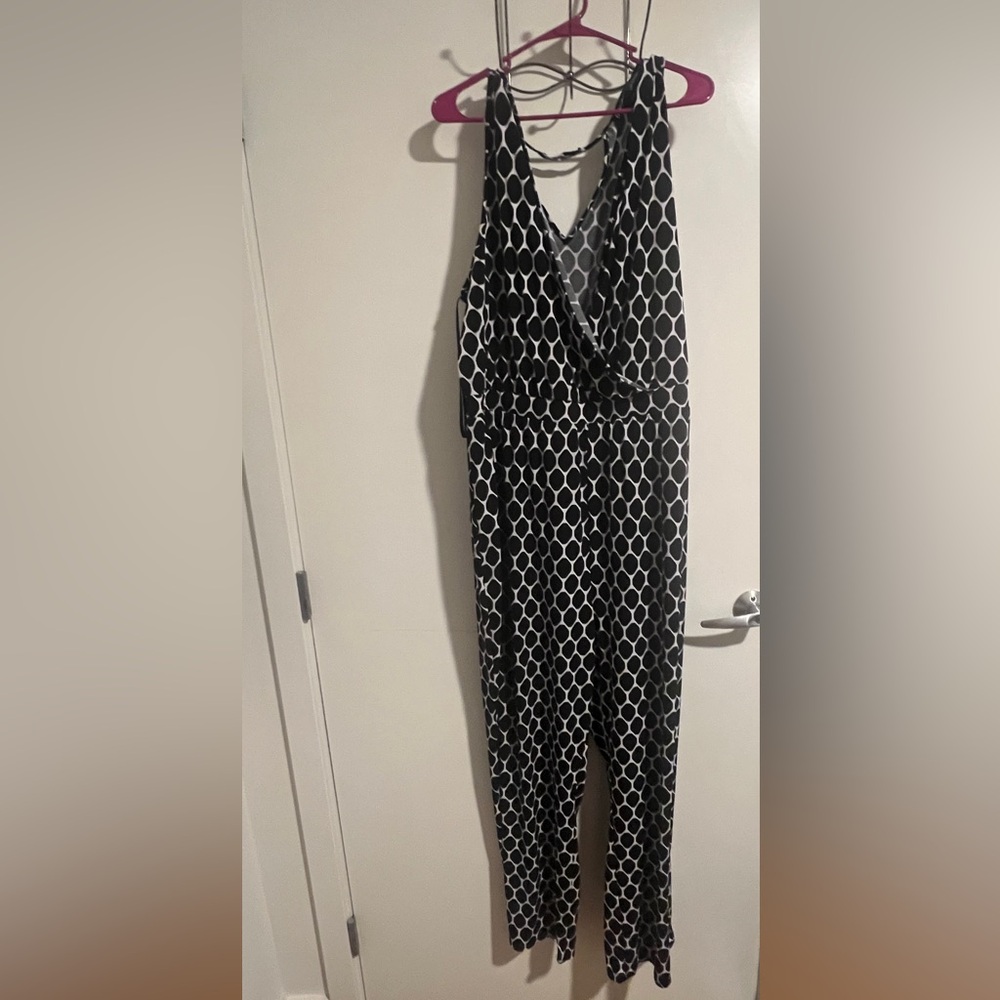 54. Lane Bryant Black and White Polka Dot Jumpsuit